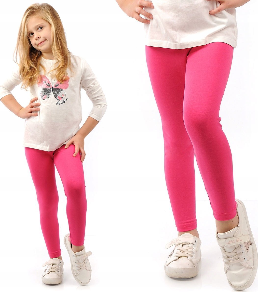 Elastyczne Legginsy Bawełniane Klasyczne Getry Polskie Różowe 134