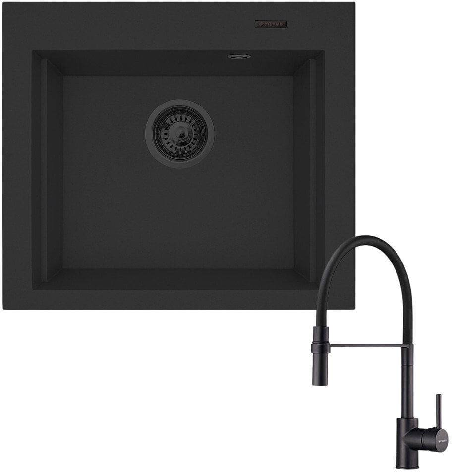 Zlew. SIROS (57x51,5) 1B Black Edition + Bateria SERINA