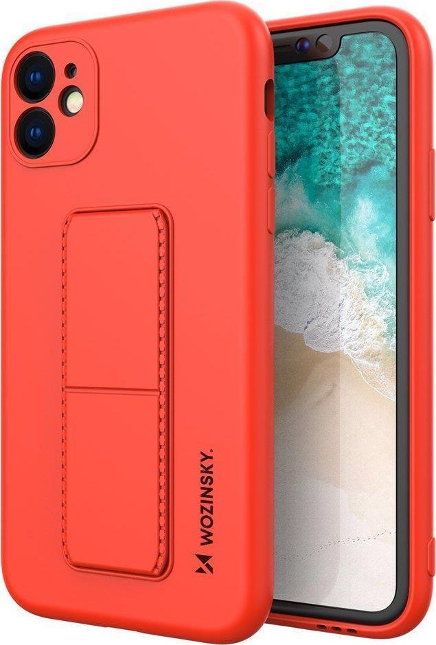Wozinsky Kickstand Case elastyczne silikonowe etui z podstawką Samsung Galaxy A72 4G czerwony