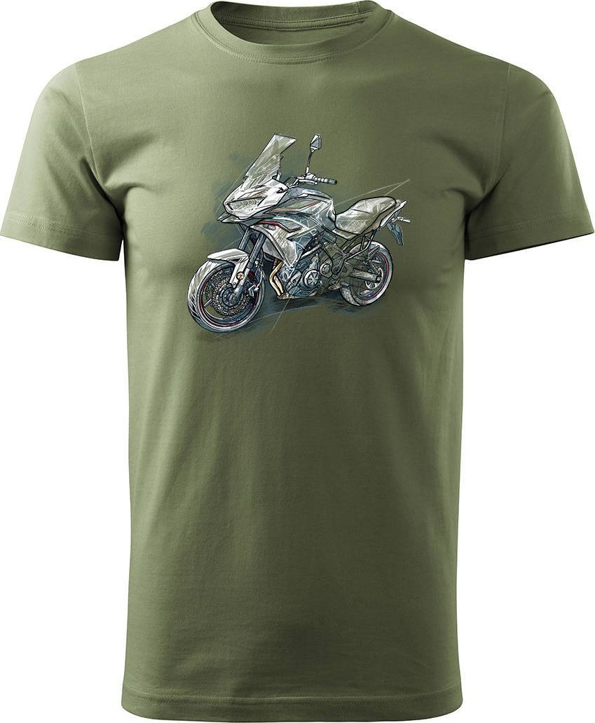Topslang Koszulka motocyklowa z motocyklem na motor Kawasaki Versys 650 KLE 650 męska khaki XXL