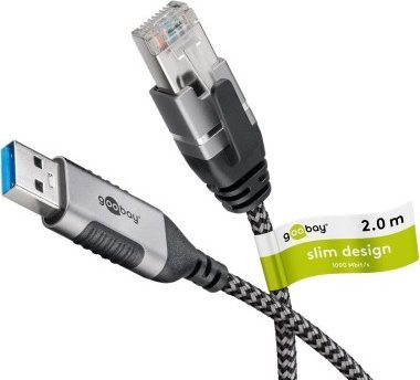 Goobay Kabel Ethernet USB-A 3.0 do RJ45, Slim, 2 m - Długość kabla 2 m