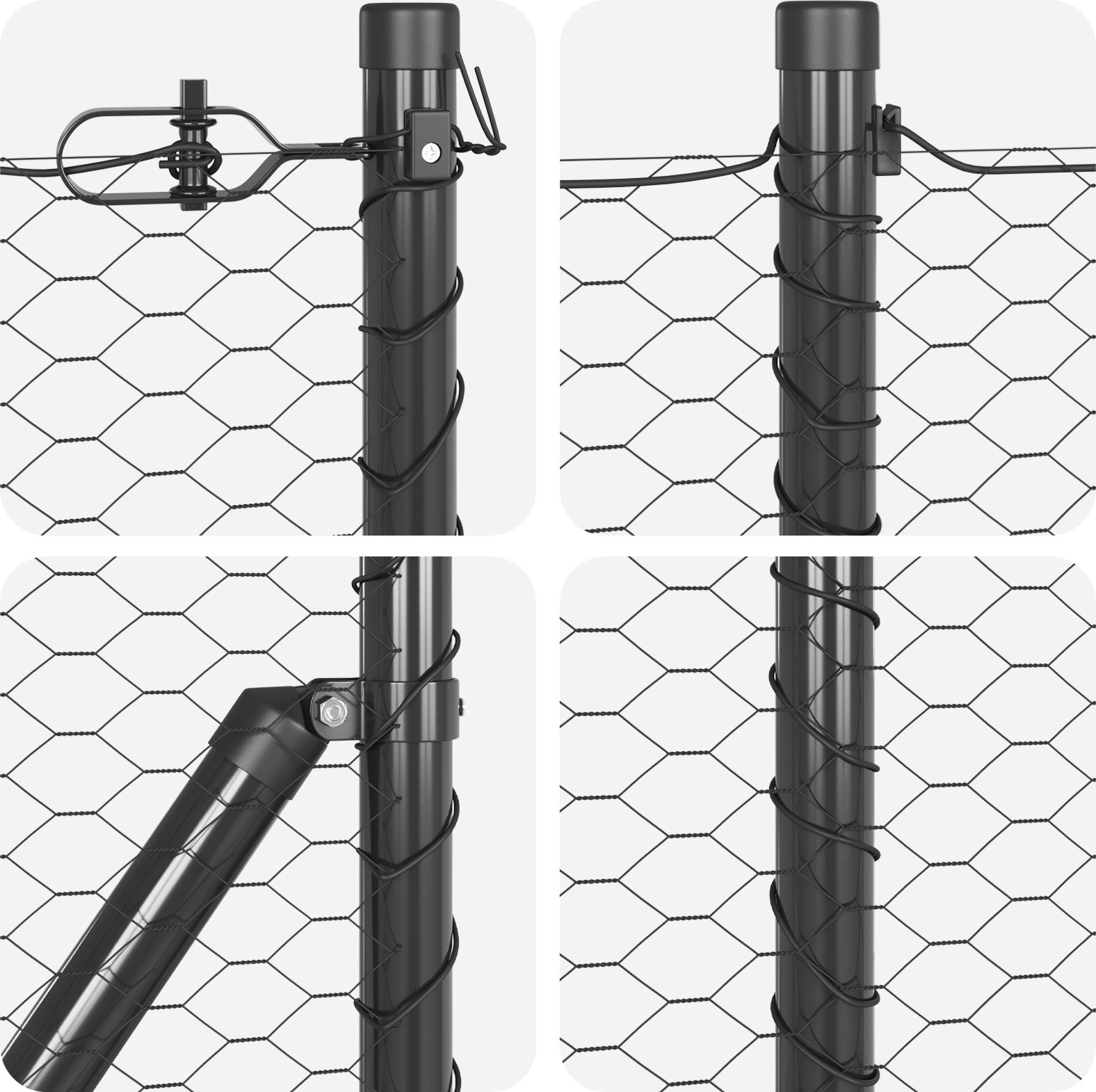 Płot heksagonalny vidaXL Szary 0.4x25 m Stal, Słupki ogrodzeniowe vidaXL z ostrogami 13 szt. 32 mm 60 cm Stal ocynkowana