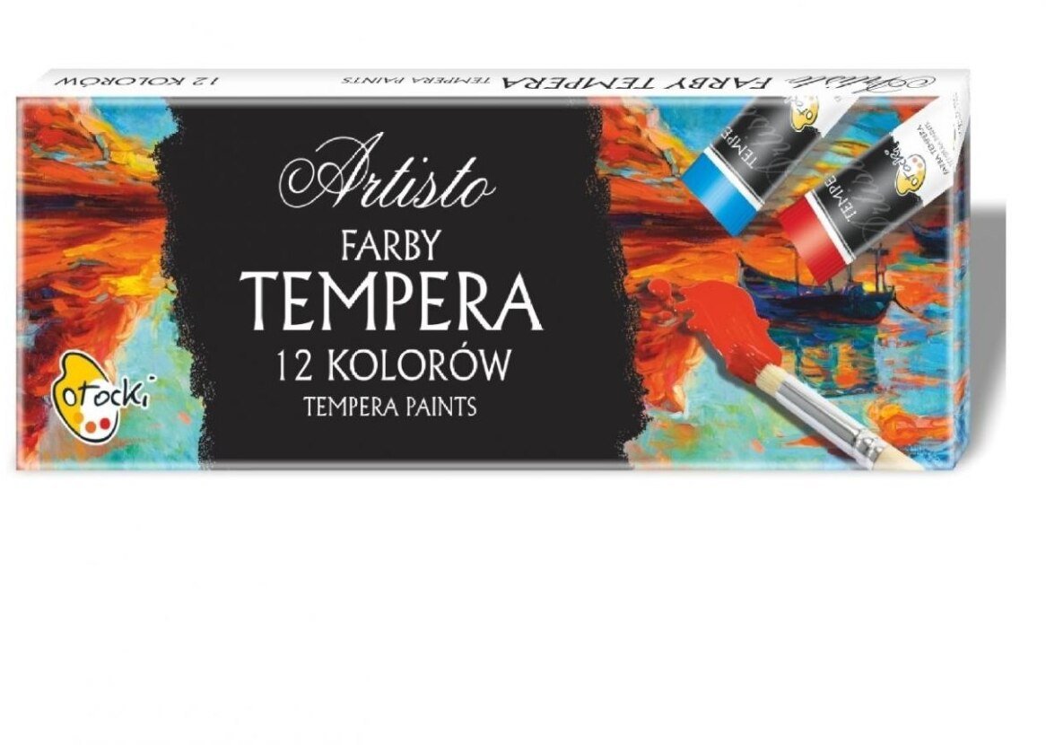 Farby tempera 12 kolorów w tubie