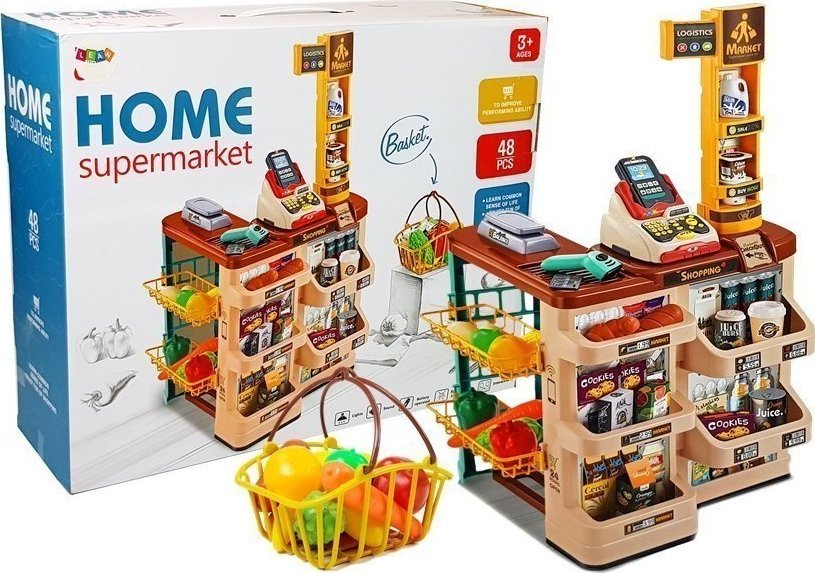 Lean Sport Zestaw Supermarket Koszyk Sklepowy Waga Czytnik Kart Skaner