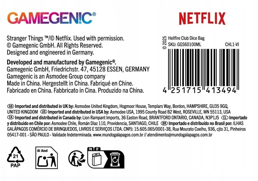 Gamegenic Stranger Things - Dice Bag - Hellfire Club
