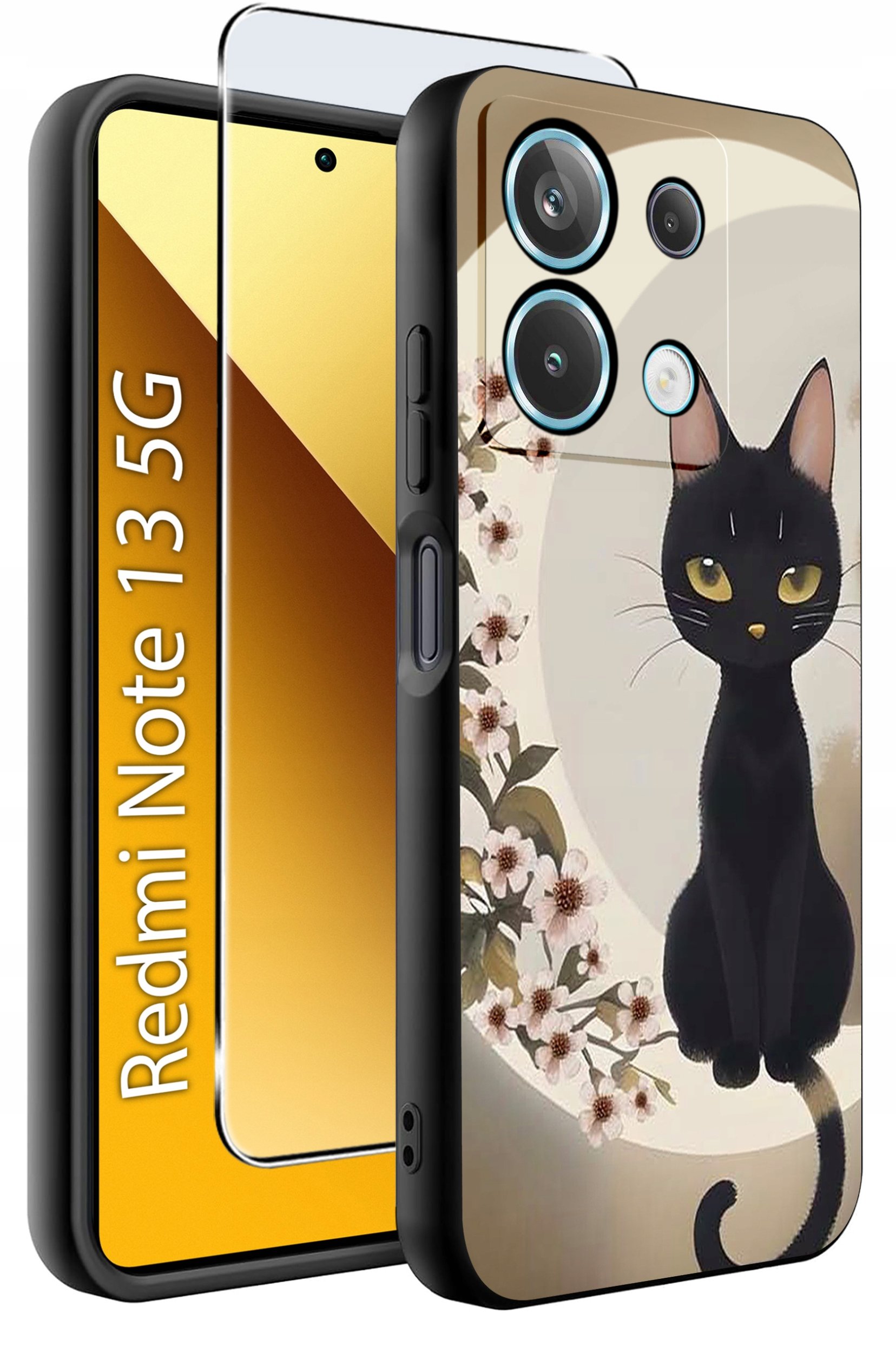 krainaGSM ETUI do Xiaomi Redmi Note 13 5G WZORY SILIKONOWE MATT CASE +SZKŁO 9H