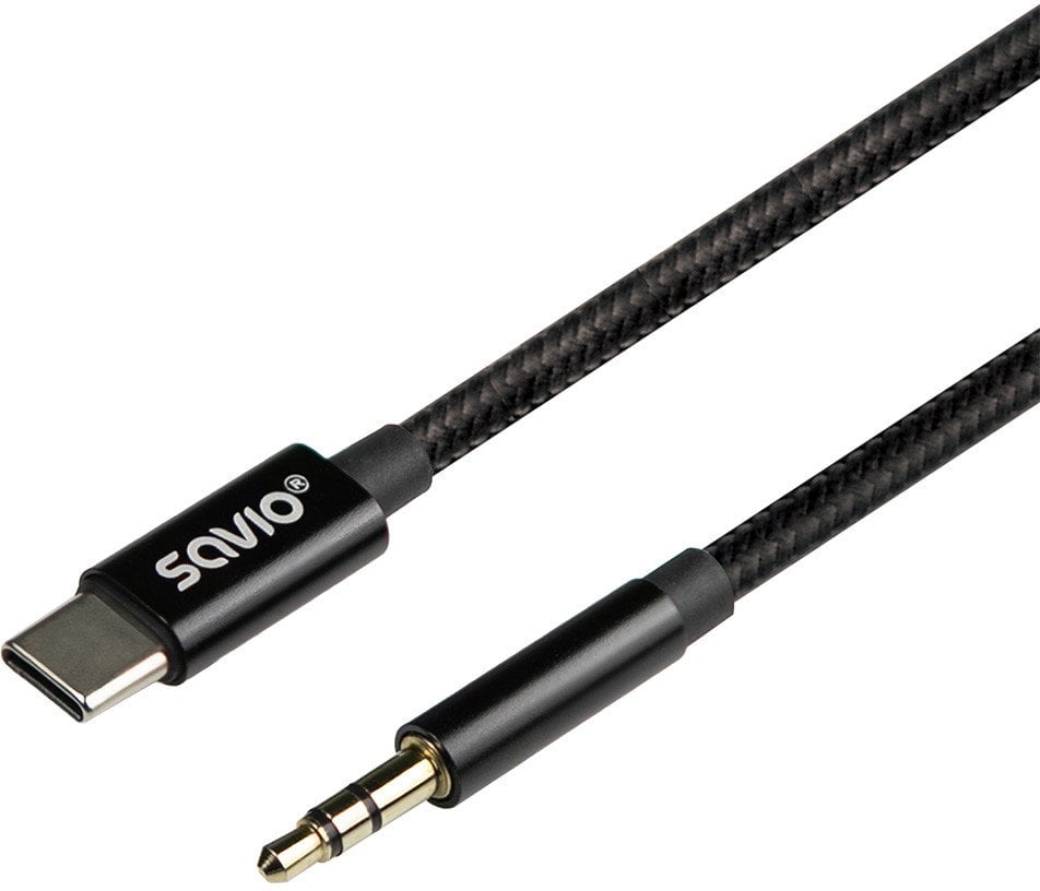 Kabel USB Savio USB-C - mini Jack 3.5 mm 2 m Czarny (Cl-188)