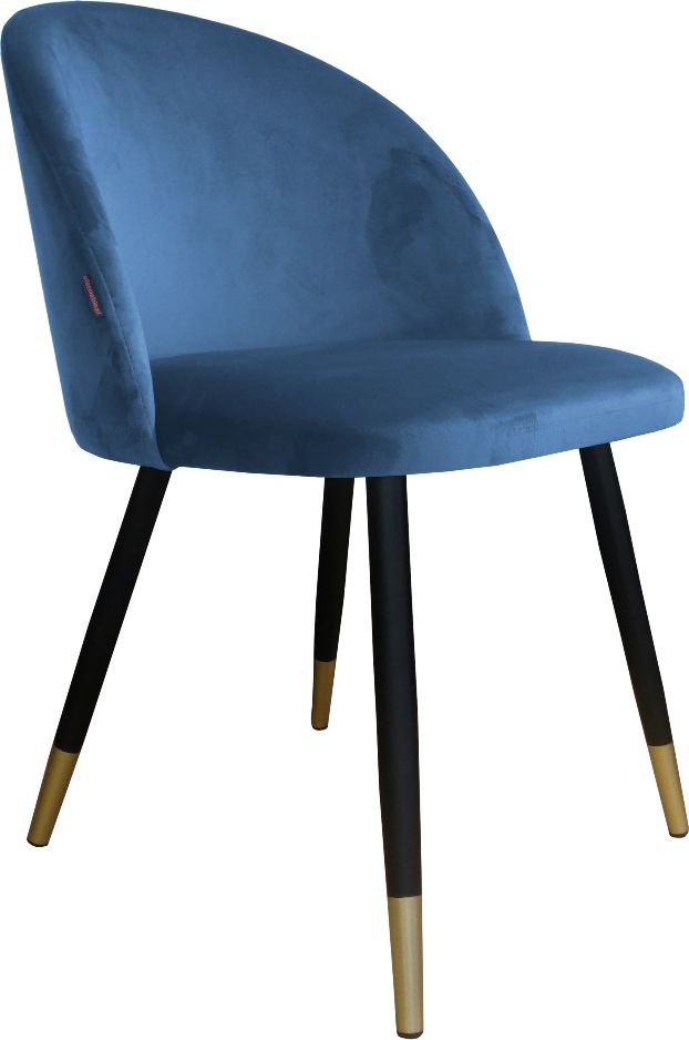 Atos Krzesło CLAUDINE 1 VELVET GOLD ciemno niebieskie tapicerowane ATOS