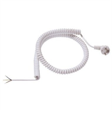 BACHMANN Kabel spiralny 0,5-2m biały, H05VV-F 3G1,5mm AEH/CEE7/7