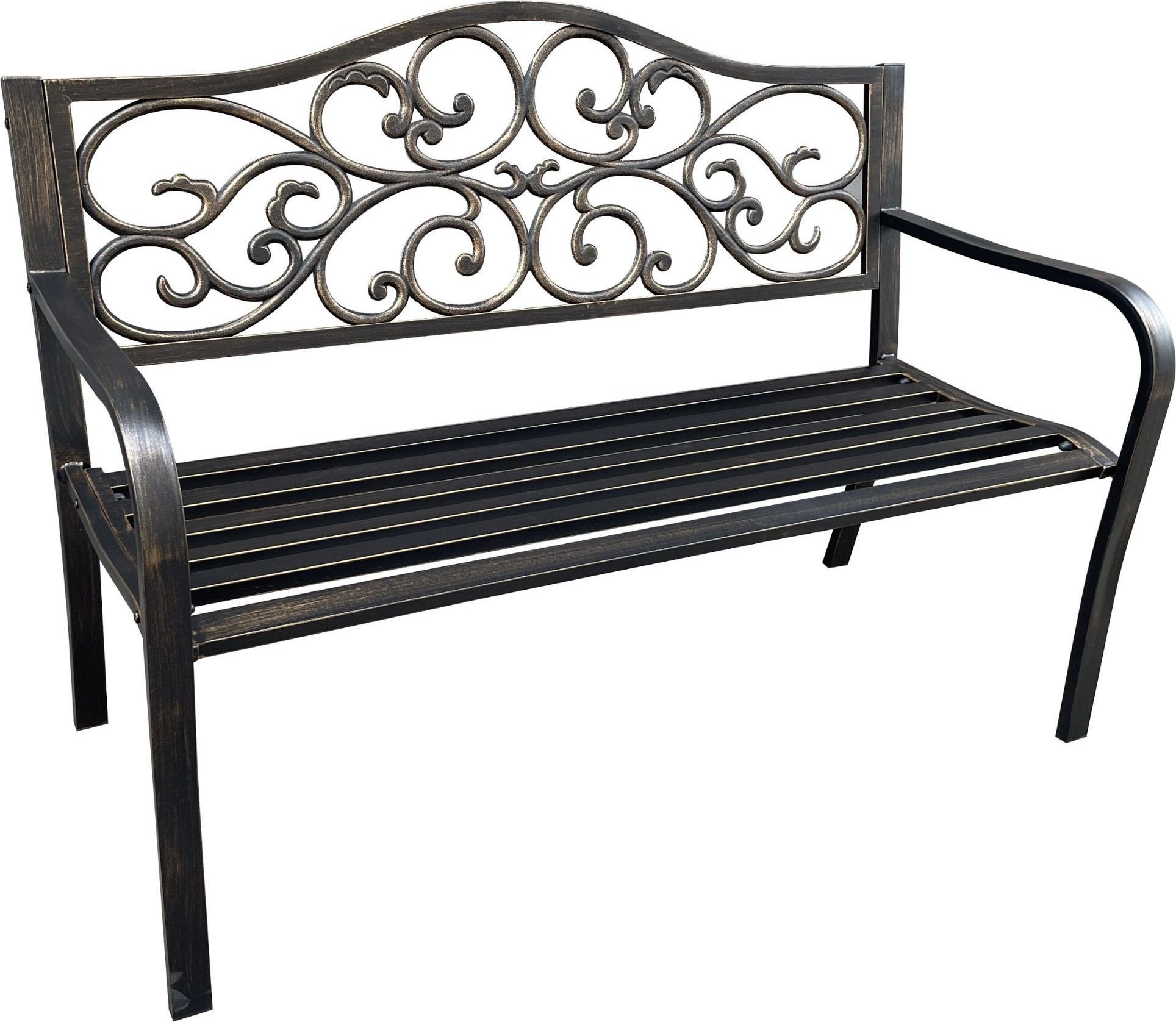 Fancy Garden Ławka ogrodowa z oparciem IRGA stalowa żeliwna 127 cm brązowa