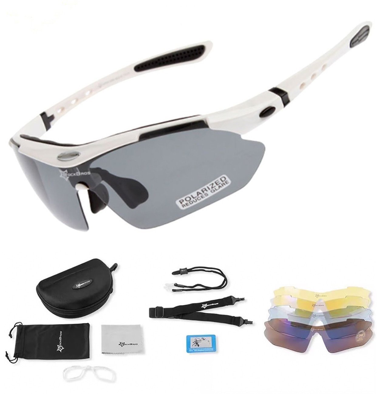 Okulary rowerowe polaryzujące 10002 - ZESTAW - białe Okulary rowerowe polaryzujące 10002 - ZESTAW - białe