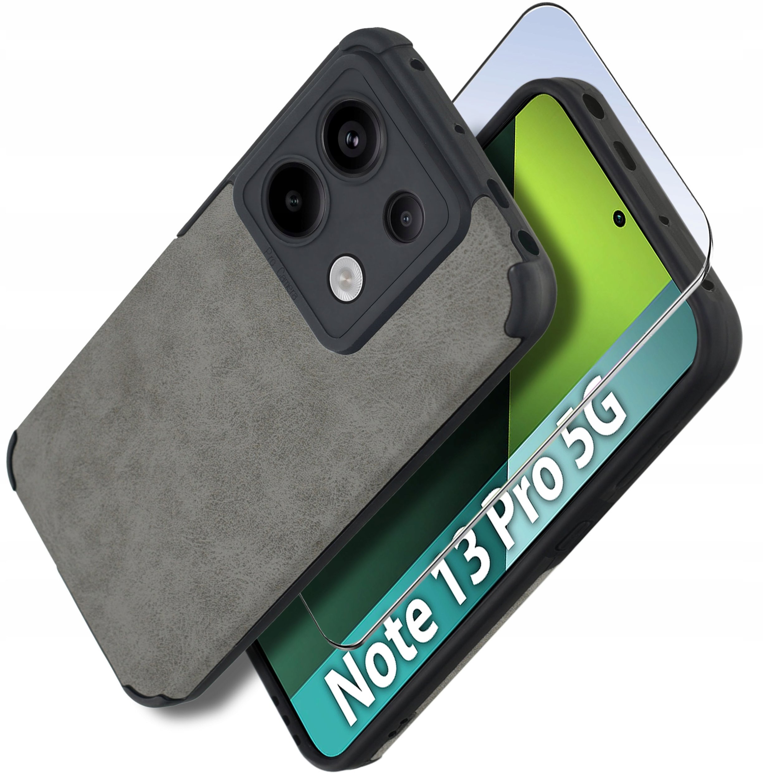 Etui do Xiaomi Redmi Note 13 Pro 5G silikonowe SKÓRZANE VINTAGE + Szkło 9H