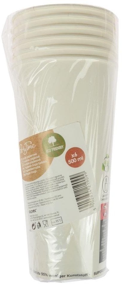 Kubki papierowe białe 500ml 6szt
