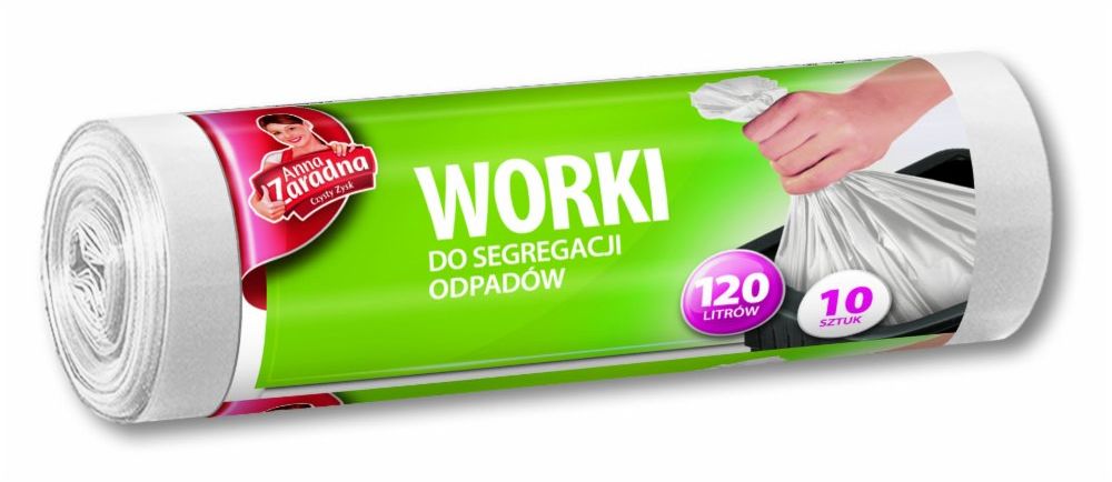 Anna Zaradna Worki na śmieci do segregacji odpadów LDPE 120L 10SZT. BIAŁE (AZ1-WNS-7010)