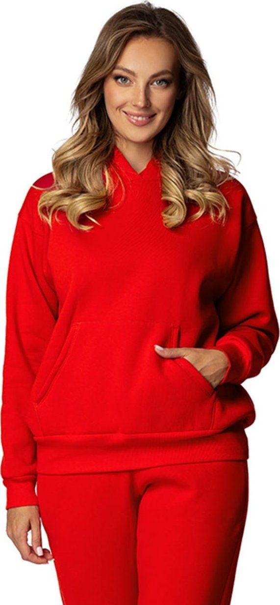 Dkaren Bluza DK-K-B6 CZERWONY BAWEŁNA GRUBA (kolor czerwony, rozmiar M)