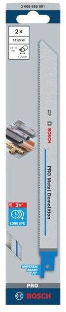 BOSCH BRZESZCZOT DO PIŁY SZABLASTEJ PRO METAL DEMOLITION S1125VF 1,25 x 19 x 225mm /2szt.