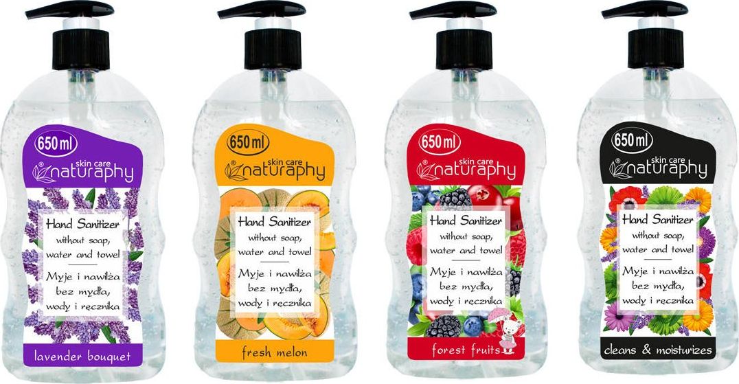 BluxCosmetics Zestaw żeli antybakteryjnych do rąk 4x 650 ml