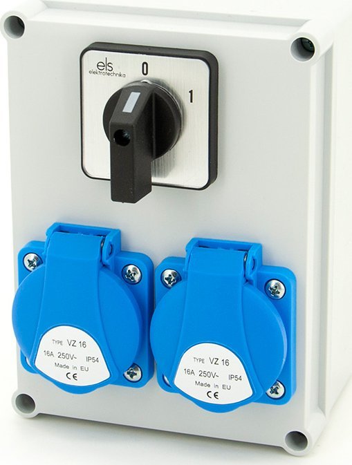 ELS Elektrotechnika Rozdzielnica budowlana 2*GS 230V + wyłącznik 0-1, obudowa naścienna, ELS Elektrotechnika, N200-01