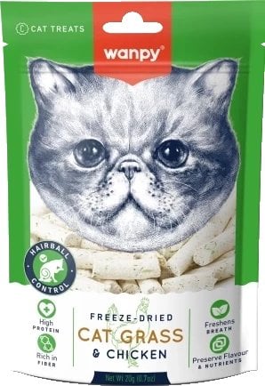 WANPY KOT 20g FREEZ-DRIED CAT GRASS & CHICKEN