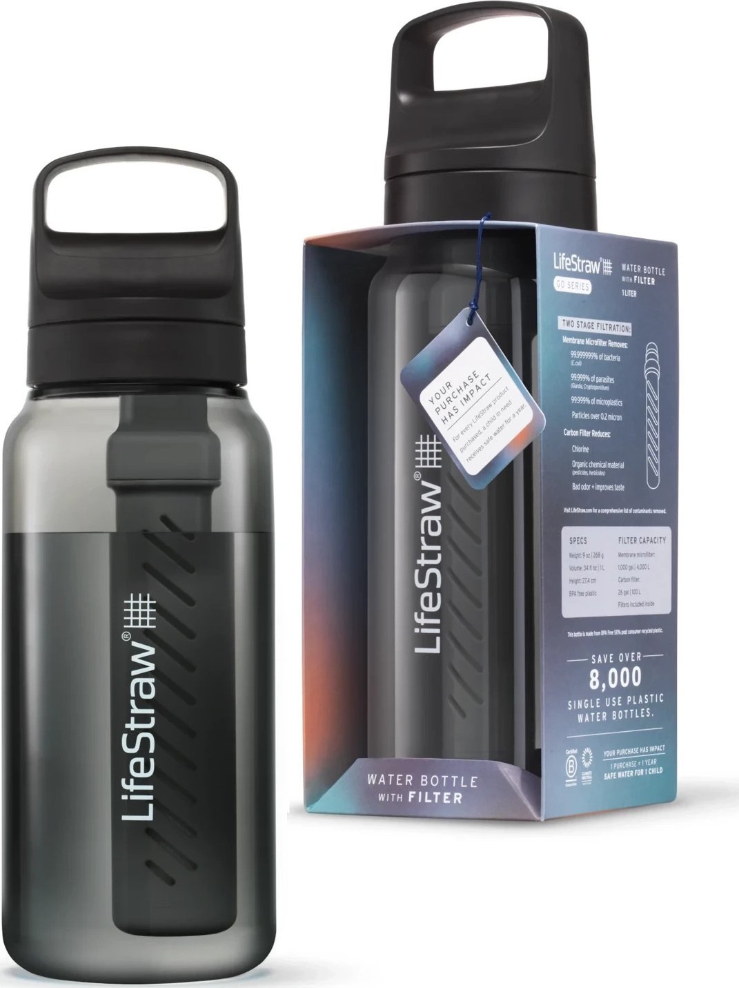 LifeStraw LifeStraw Go 2.0 Czarna butelka filtrująca 1L Nordic Noir