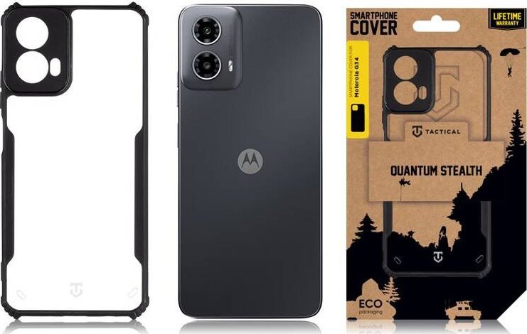 Tactical Quantum Stealth Cover for Motorola G34 Clear/Black standard