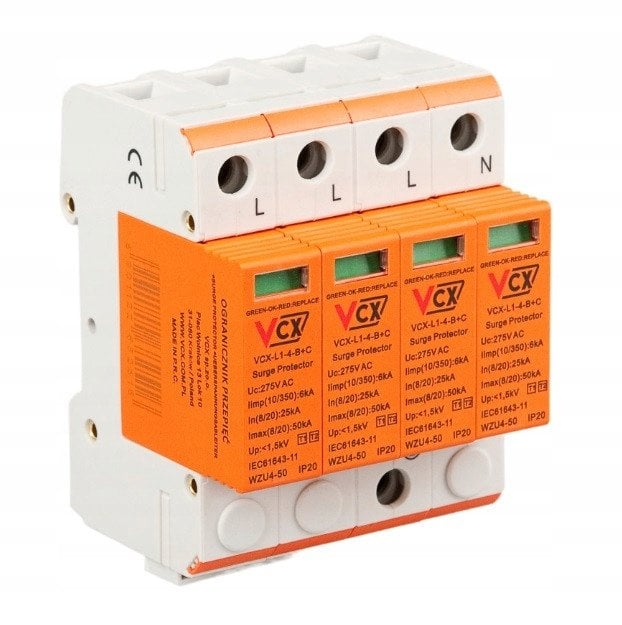 Ogranicznik przepięć klasy B+C 4P (T1T2) 6kA Professional
