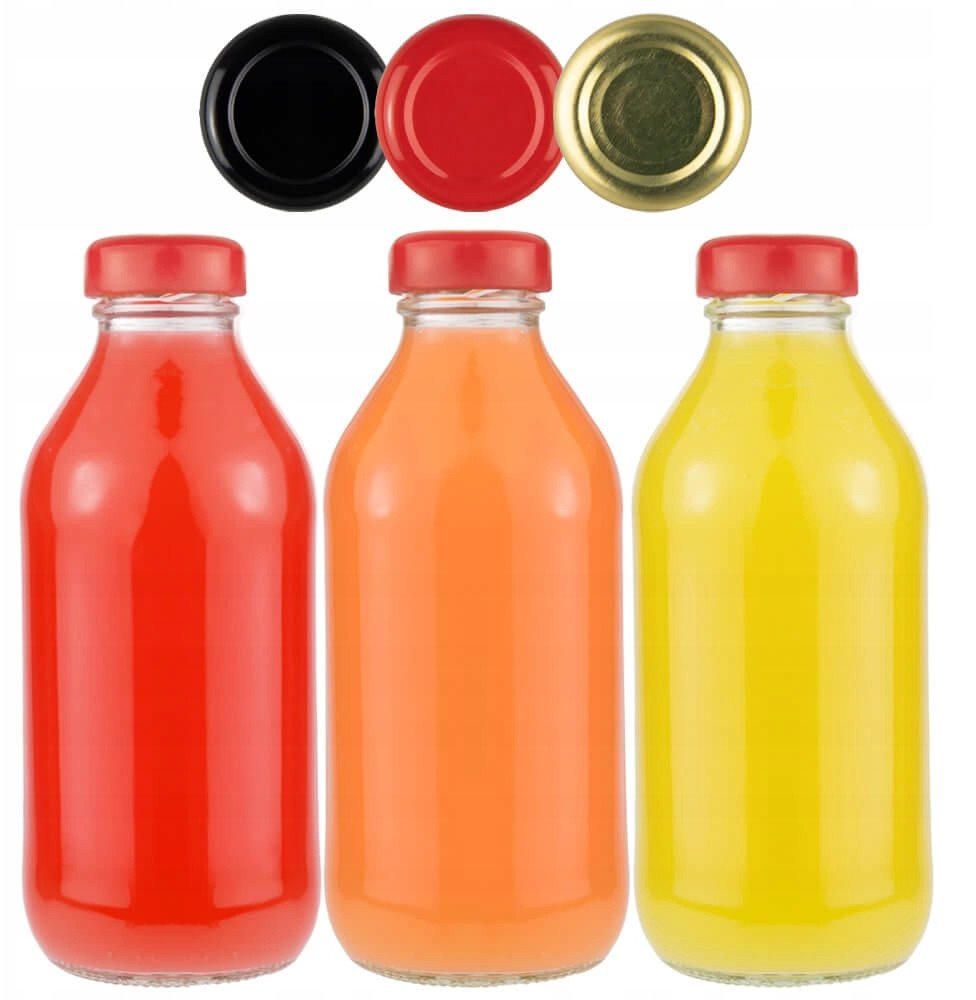 5x Butelka na sok soczek syrop 330ml + WIECZKO