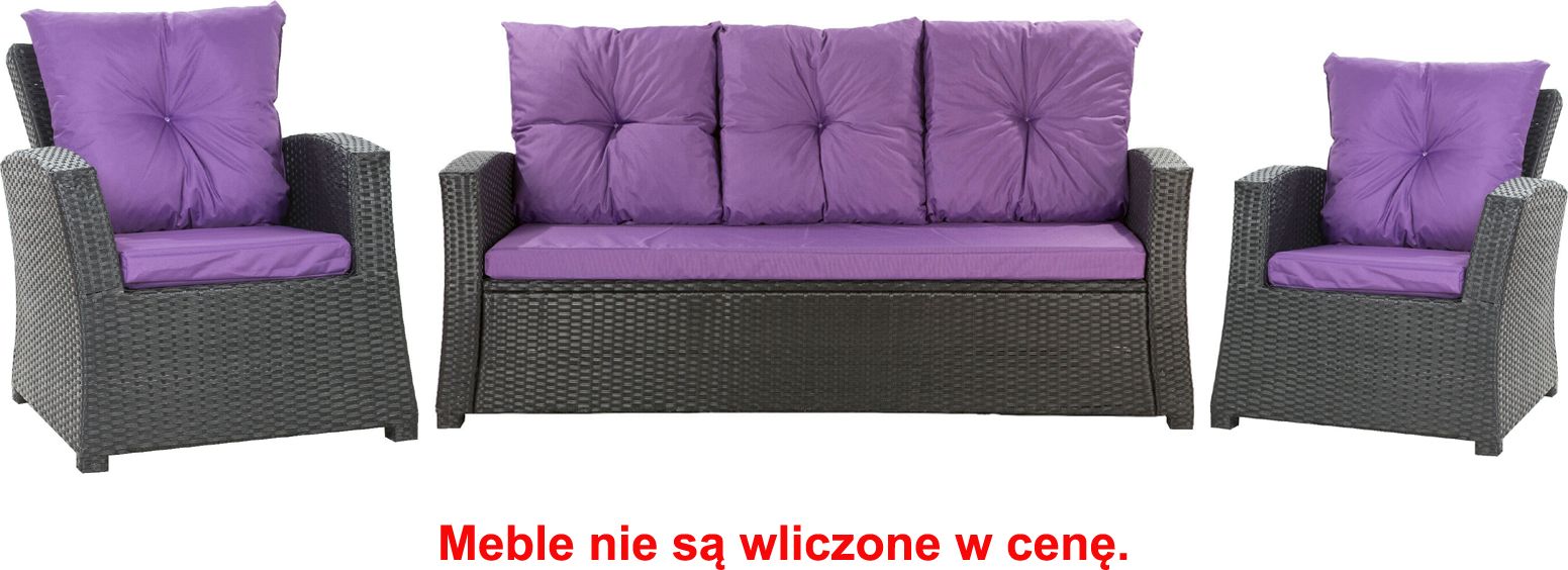 Setgarden Zestaw poduszek na meble ogrodowe rattanowe dla 5 osób rozmiar 168/52