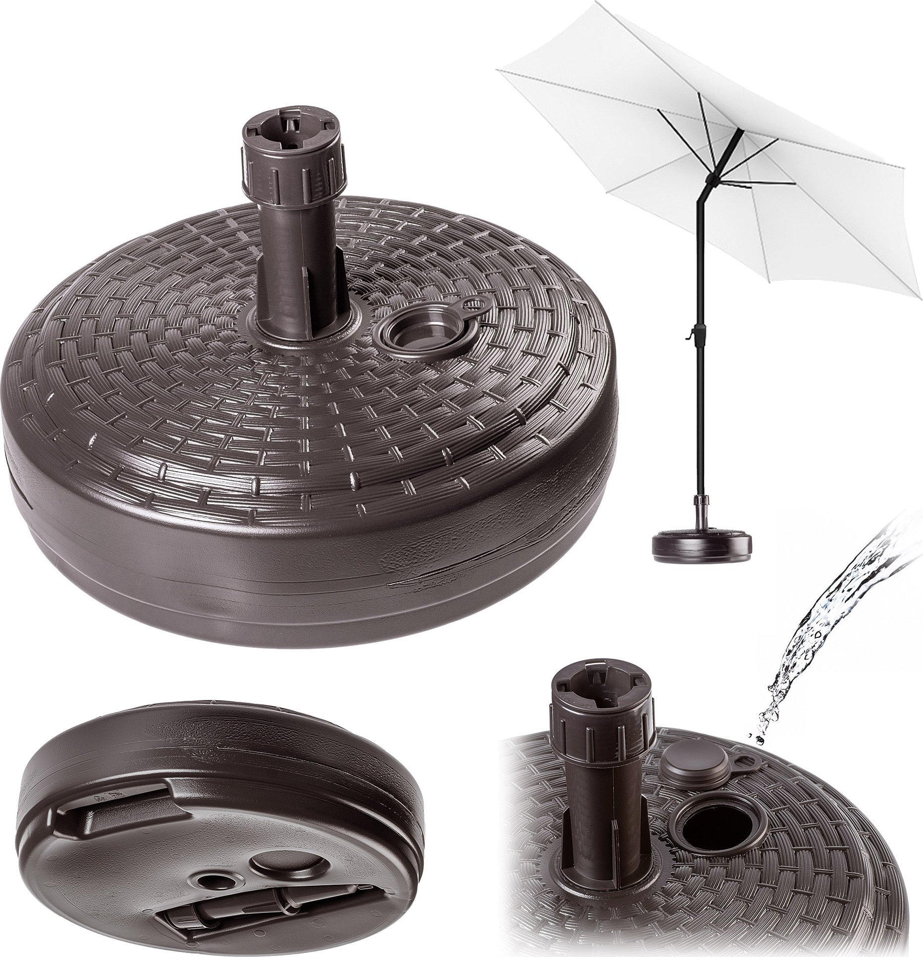 Kadax KADAX Podstawa Parasola Stojak Pod Parasol Ogrodowy Okrągły 39cm Obciążnik Brąz