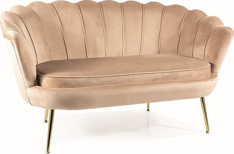 SIGNAL MEBLE Sofa glamour do salonu CAMELLIA 2 VELVET beżowa/złoty stelaż