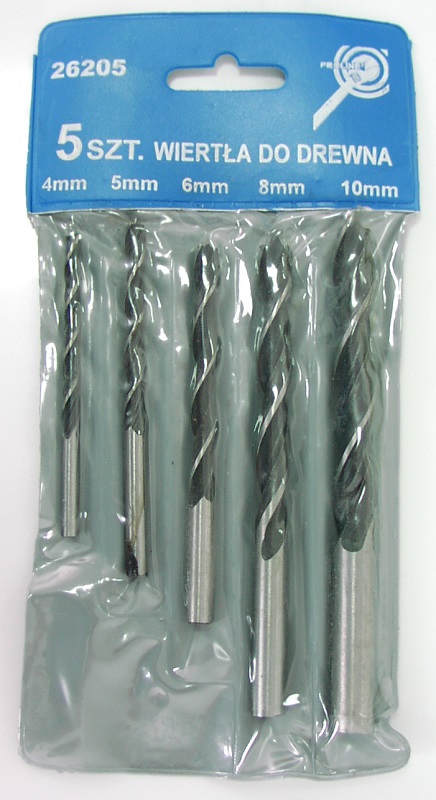 Wiertło Mega do drewna kręte walcowe 4 5 6 10 8mm zestaw (26205)