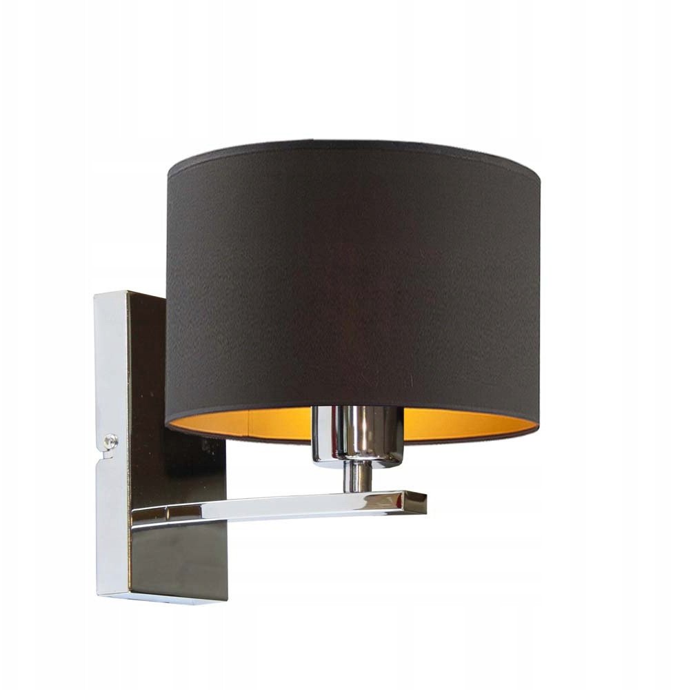 Czarny kinkiet do salonu z abażurem ze złoty wnętrzem ELVORA GOLD kinkiet do salonu LED E27