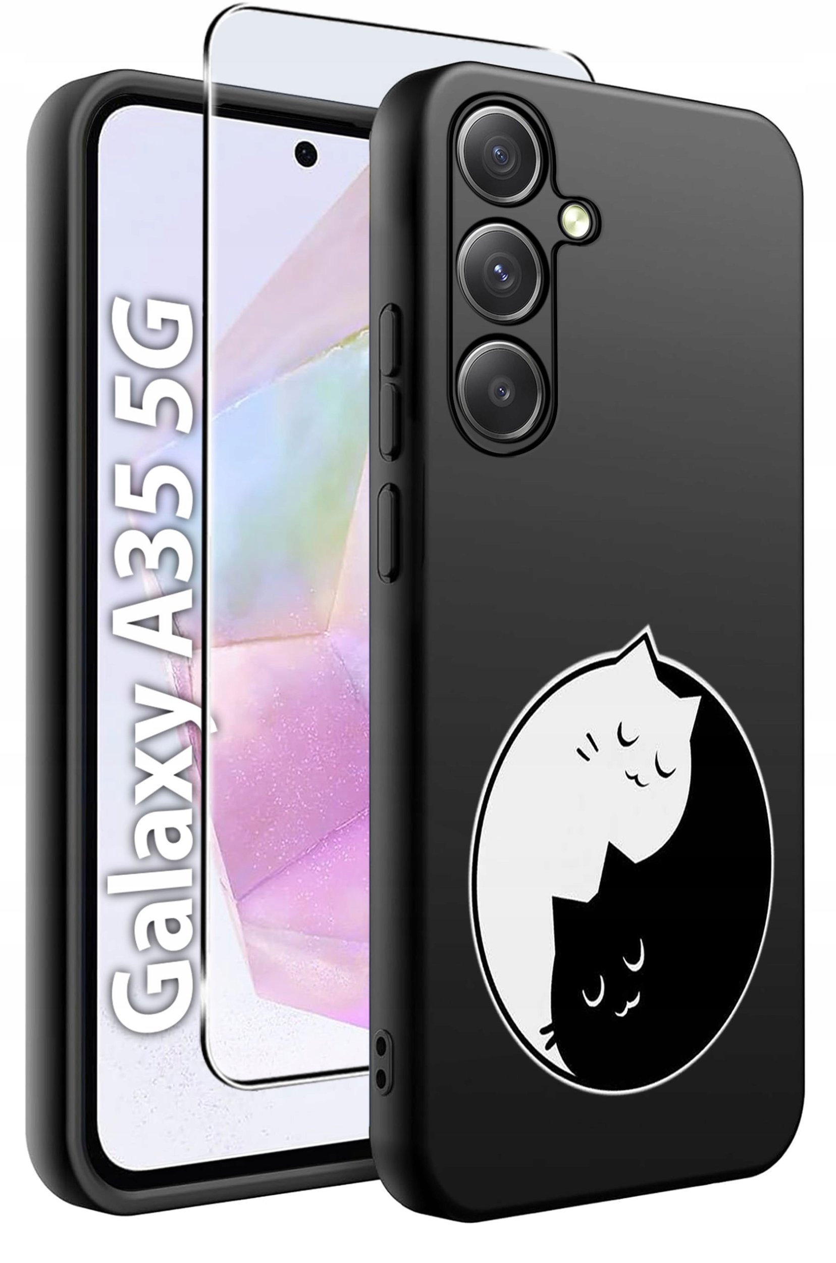 ETUI do Samsung A35 5G WZORY | SILIKONOWE MATT CASE + SZKŁO HARTOWANE 9H