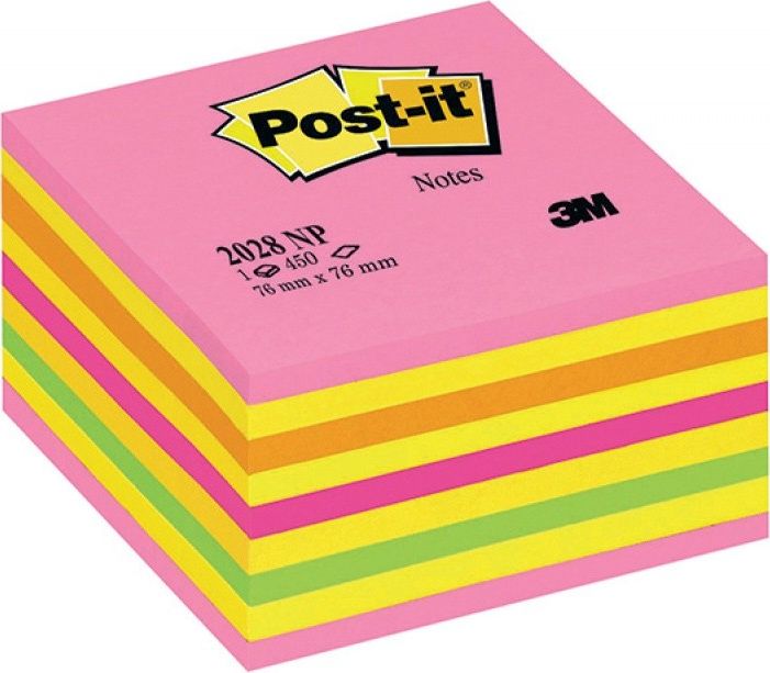 Post-it Kostka samoprzylepna POST-IT (2028-NP), 76x76mm, 1x450 kart., cukierkowa różowa
