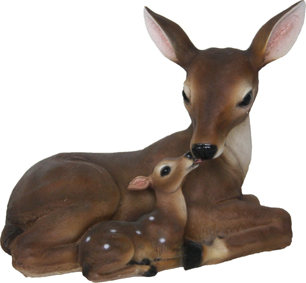 DECORATION DEER WITH FAWN 27X16X22.8CM