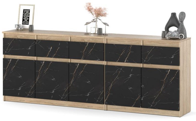 Komoda Szafka 5 Szuflad 200cm Do Salonu Sypialni Duża Sonoma San Sebastian