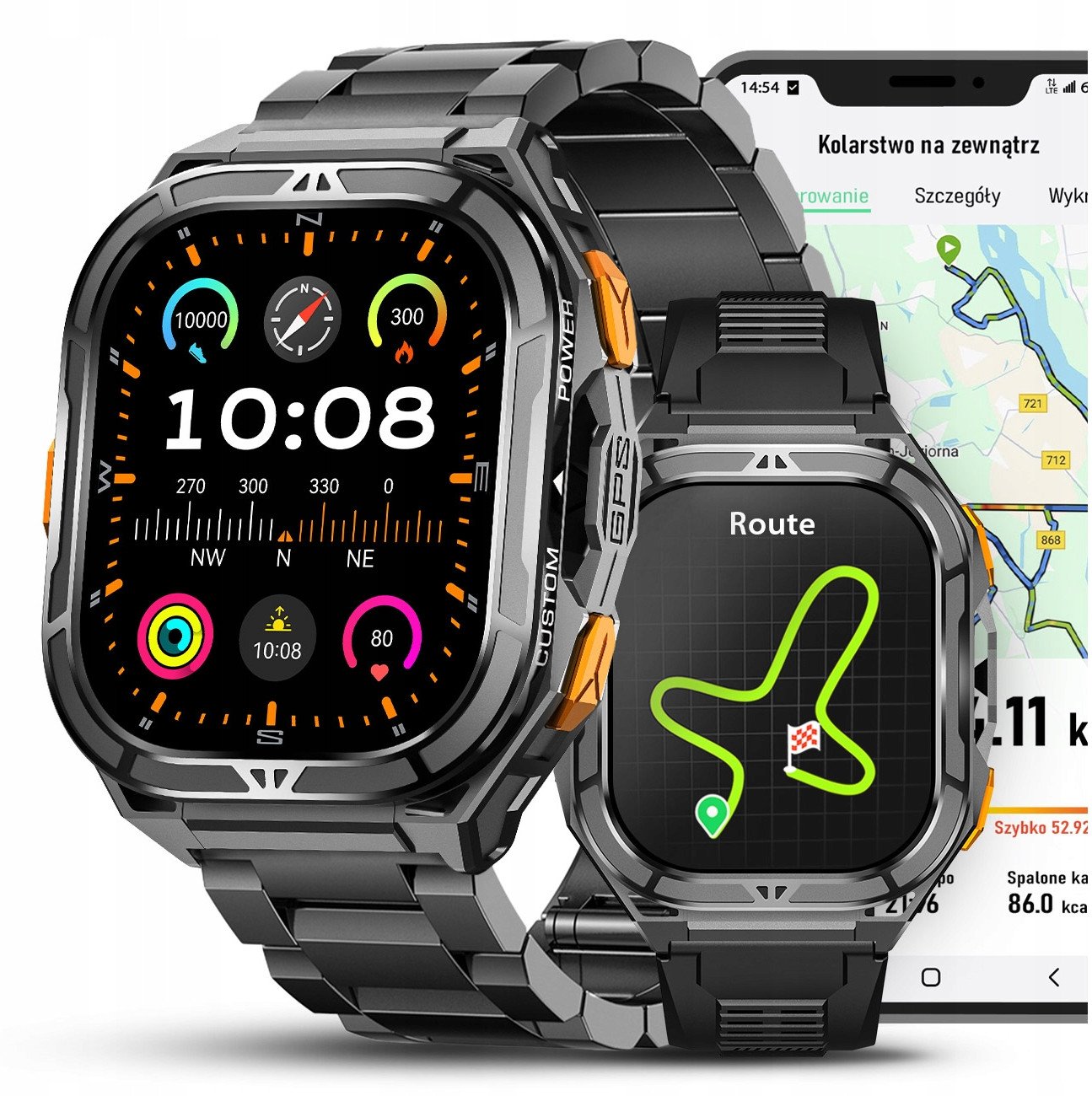 SMARTWATCH MĘSKI GPS PŁYWANIE WODOODPORNY SEN ROZMOWY SMART WATCH + 2 PASKI