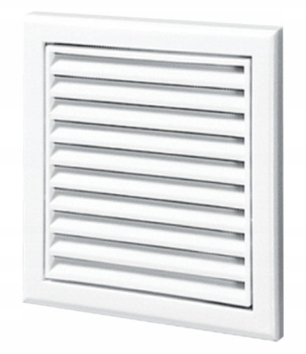 Kratka wentylacyjna regulowana 188x188 mm z siatką i kołnierzem okrągłym 125mm biała MW120ARK