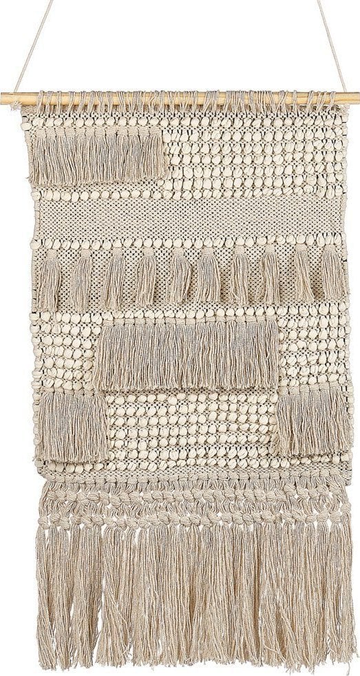 Beliani Dekoracja ścienna z frędzlami bawełniana beżowa GUJRAT