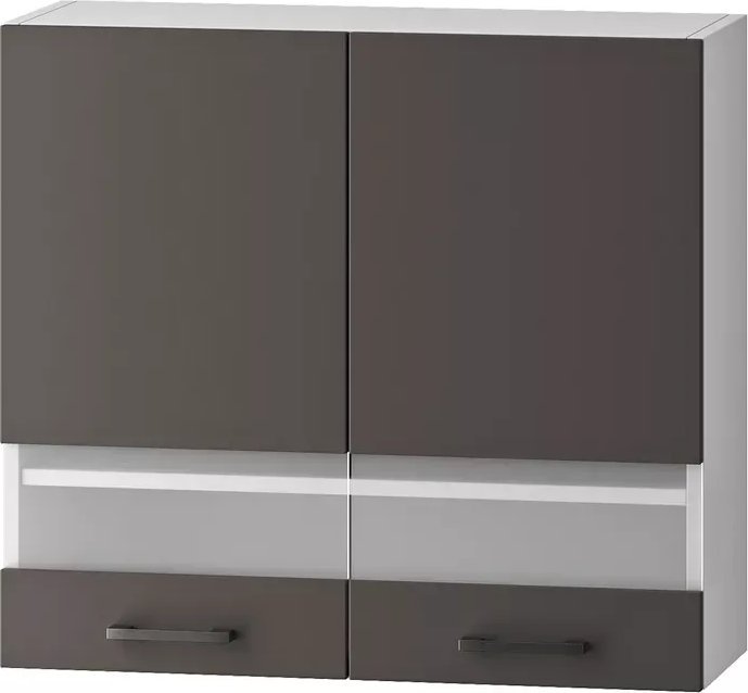 Elior Górna szafka kuchenna z przeszklonym paskiem szara - Rimer 33X 80 cm