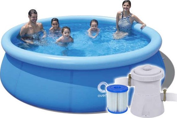 Mirpol Basen ogrodowy rozporowy okrągły niebieski o wymiarach 420 x 84 cm i pojemności 7820 l Avenli + pompa filtrująca Uniwersalny