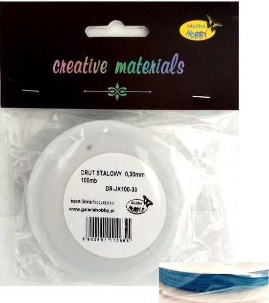 Drut stalowy 0.3mm duża szpula 100mb j.niebieski