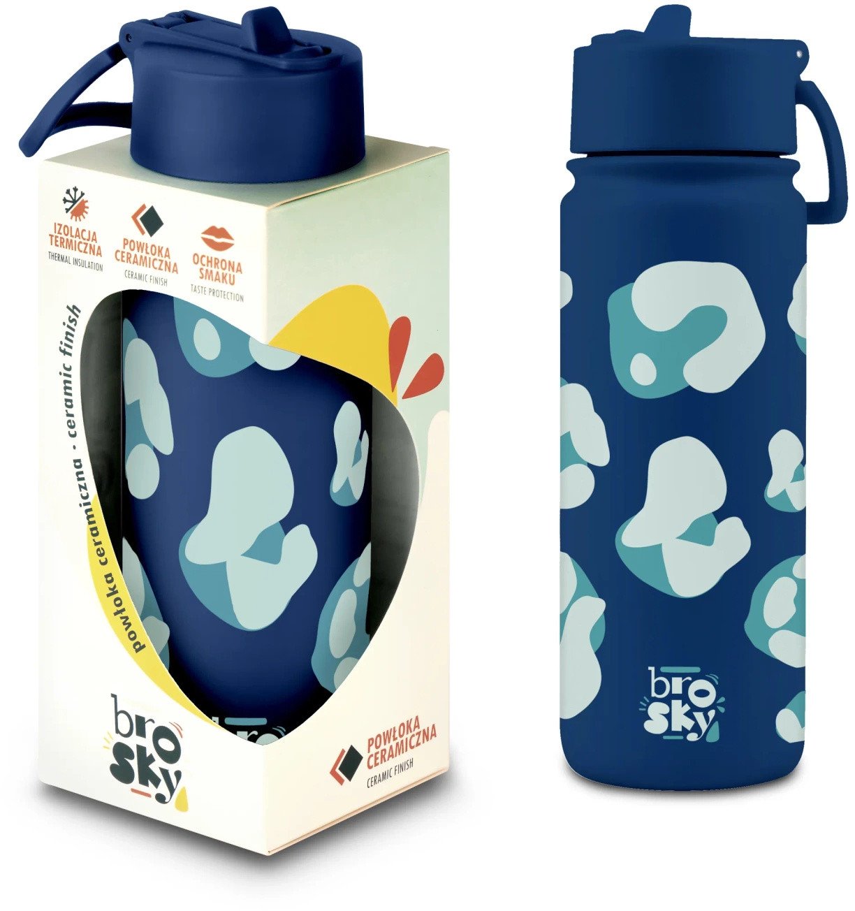 Brosky Wild Granatowa butelka na wodę z nadrukiem w motyw zwierzęcy 550 ml