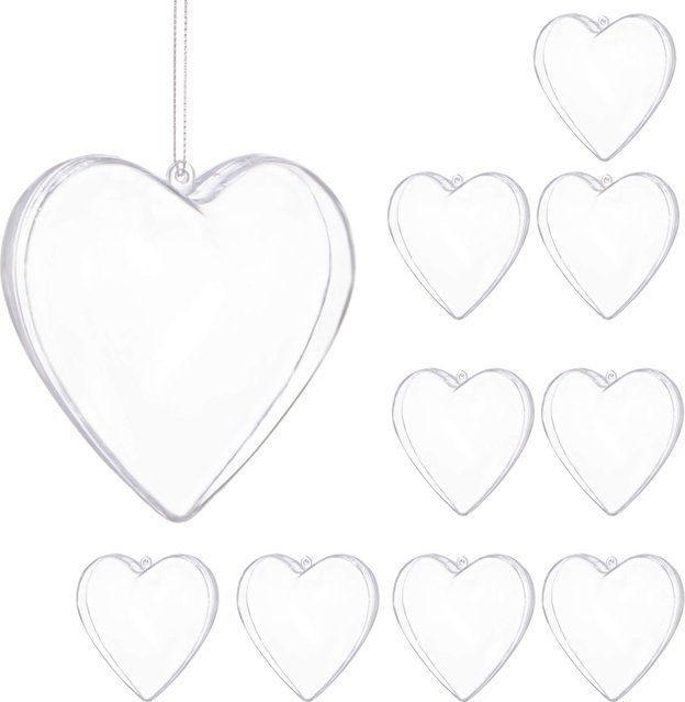 Springos Bombki akrylowe 12cm serce plastikowe decoupage zestaw 10 szt. UNIWERSALNY