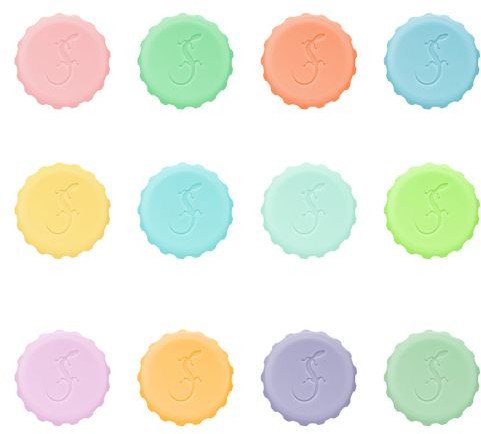 Lurch Silikonowe korki do butelek w pastelowych kolorach, 12 szt., śred. 3 x 1 cm