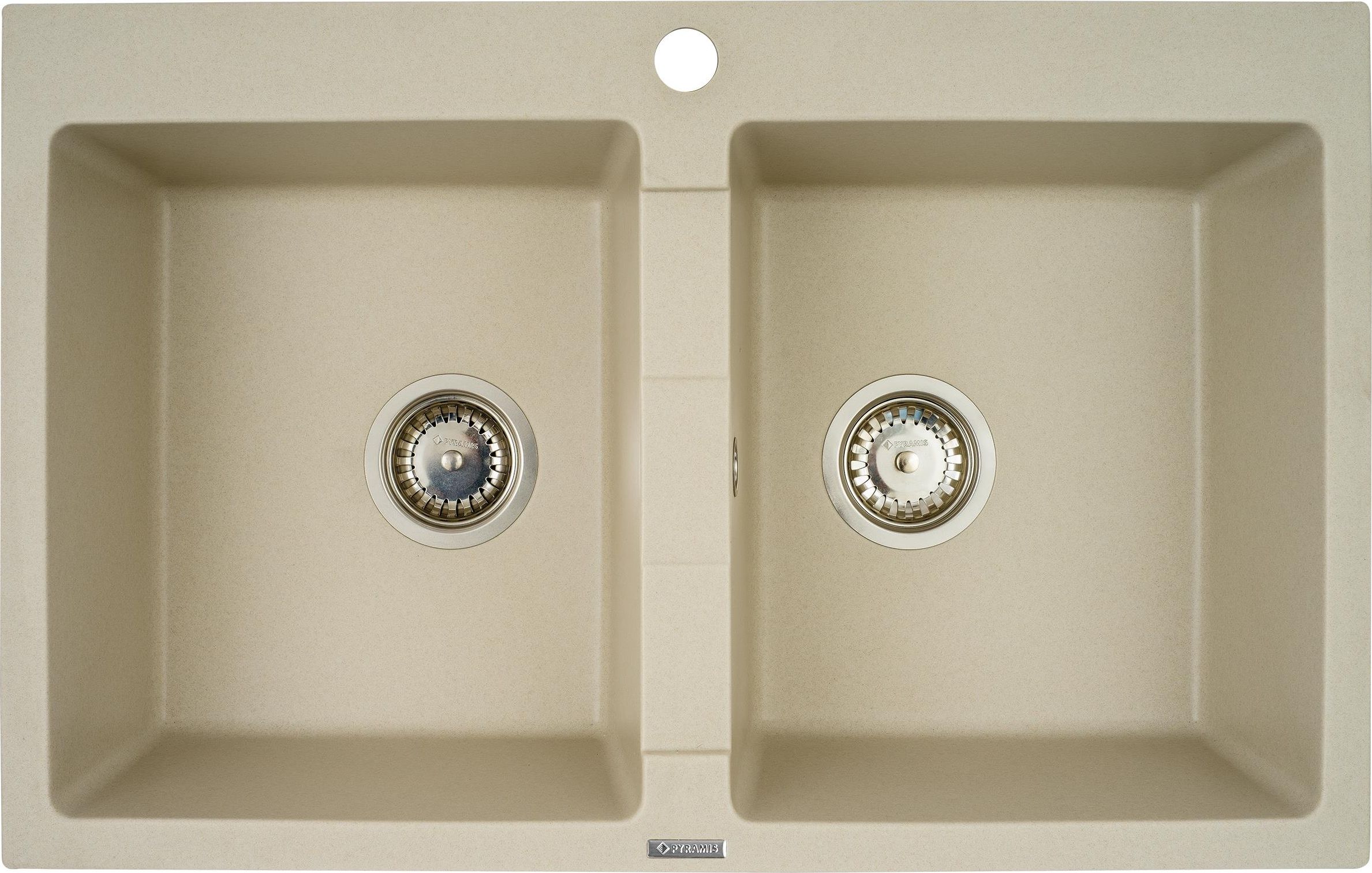 Zlewozmywak Pyramis dwukomorowy bez ociekacza PYRAMIS SPARTA 78x50 2B 070053101 beż piaskowy (Pyragranit; kolor beżowy)
