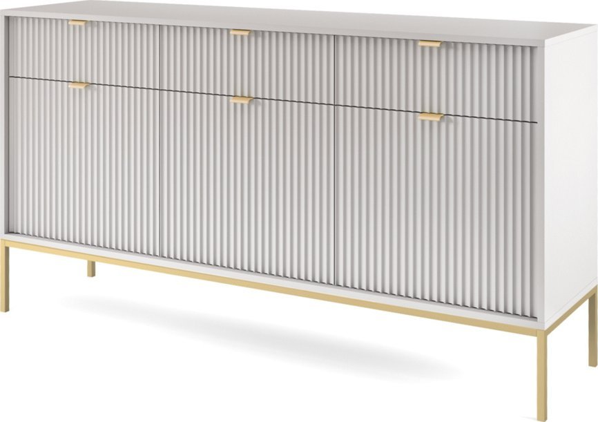 Ravio Stylowa komoda Kioto KSZ154 w kolorze szarym i złotymi nóżkami