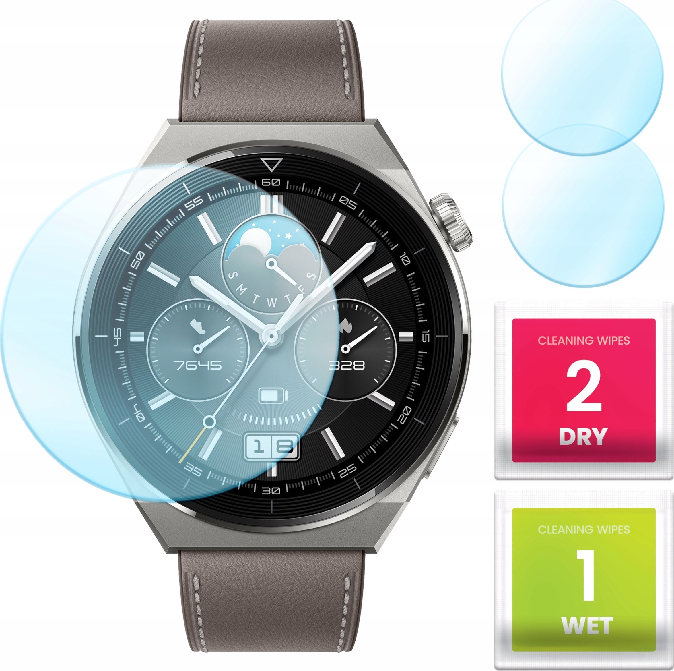 Hello Case 2-PAK Szkło Hybrydowe do Huawei Watch GT 3 Pro (46 mm) (Szkiełko, Ochronne)