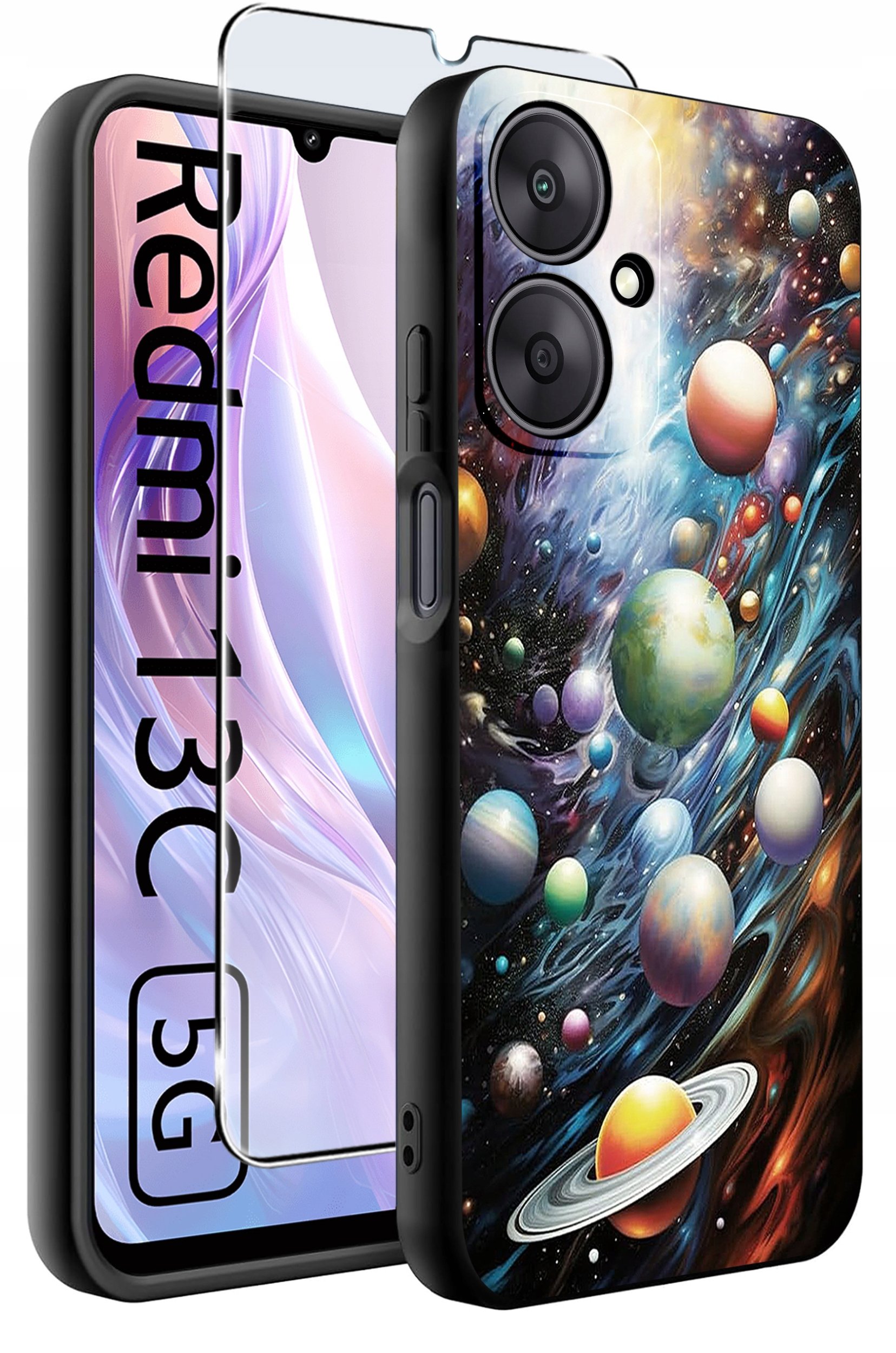 ETUI do Xiaomi Redmi 13C 5G WZORY |SILIKONOWE MATT CASE +SZKŁO HARTOWANE 9H