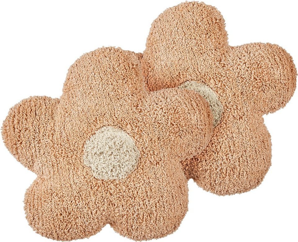 Beliani 2 bawełniane poduszki dekoracyjne dla dzieci kwiaty 30 x 30 cm brzoskwiniowe SORREL